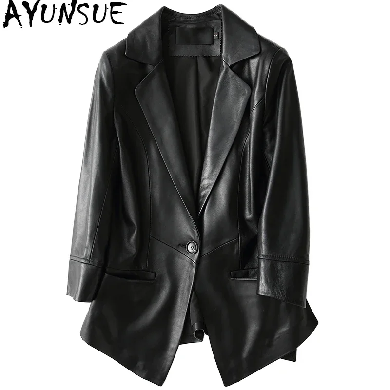 AYUNSUE Casual Women Genuine Leather Jacket 2020 Spring Autumn Natural Sheepskin Coats Real Leather Ladies Jackets HQ16-CJX1601A