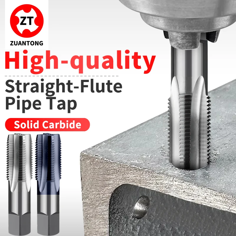 Carbide Straight Fluted Tap Parallel Pipe/Tapered Pipe RC/PT PF/G NPT CNC Internal Threading Metalworking For Aluminum/Steel