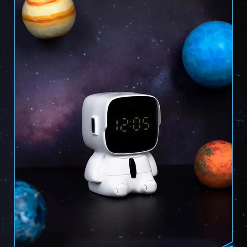 

B17B Cartoon Big Head Robot Digital Alarm Clock LED Adorable Display Alarm Clock Alarm Clock For Kids Desk Bedside