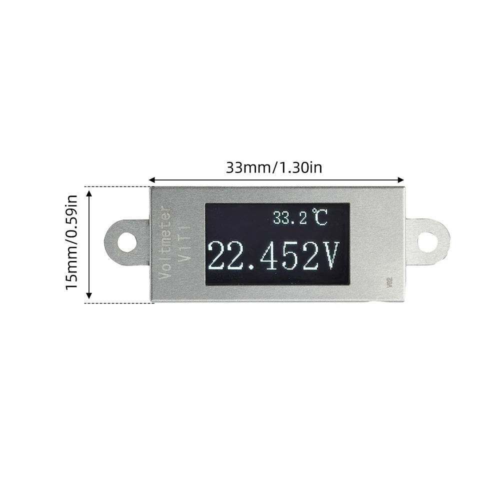 Mini-Digital-Voltmeter 0,77-Zoll-OLED 128x64 DC 0-30V Spannungs- und Temperaturmonitor 12-Bit-ADC Hochpräziser Spannungstester – Detail 22