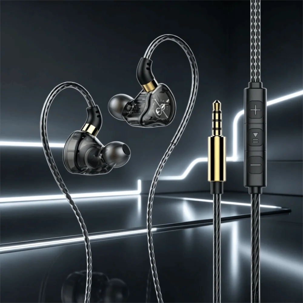 Handsfree Bass Stereo Type C Wired Earphone Sport In Ear Wired Headset HiFi With Mic Noice Cancelling Earbuds Music