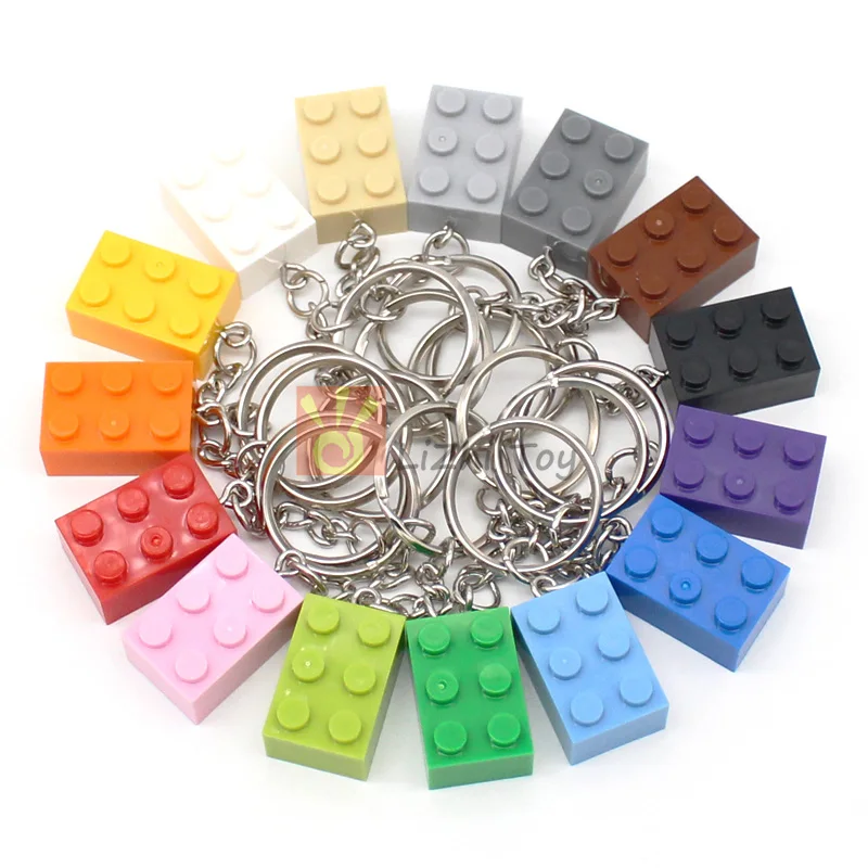 5-15Pcs Colorful 3002 Brick 2x3 Key Chain Building Block Toys Kids Creative Gift Compatible with MOC Brick Keychain