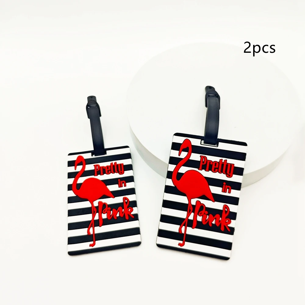 2pcs cartoon flamingo luggage tag pendant for travel, airplane factory luggage bag, anti loss tag, adult travel essential items