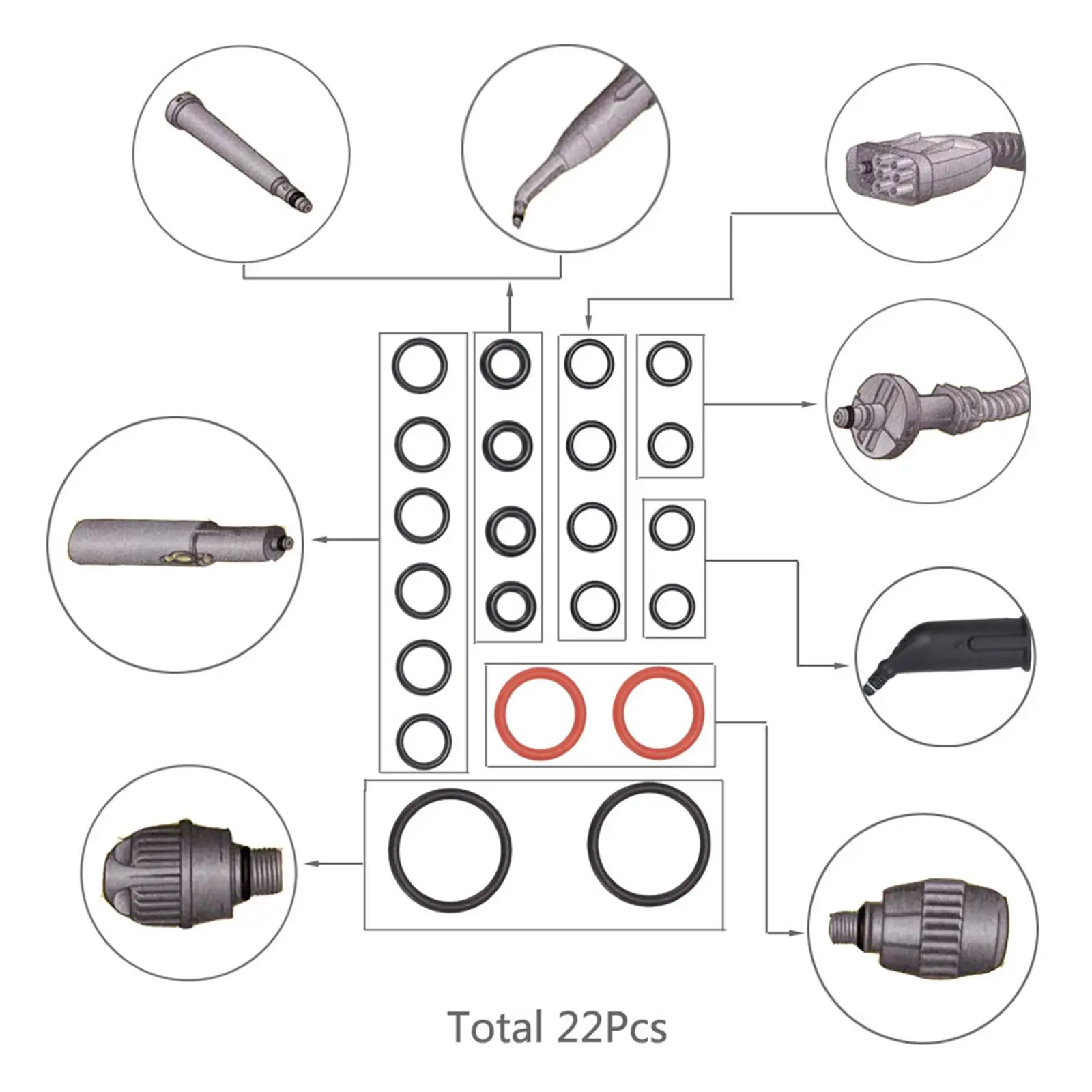 Rubber Washers Sealing Rings Assortment for Steam Cleaner Parts Safety Valves Detailed Nozzles Extension Pipe Repair