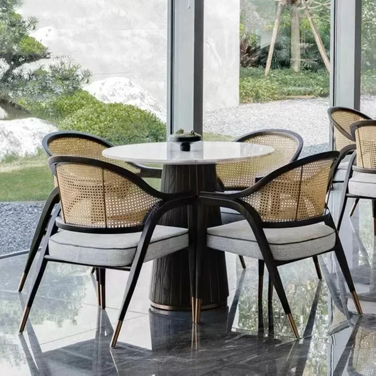 Factory price Popular Home Furniture Colorful Cafe Rattan Wooden Dining Restaurant Kitchen Chairs