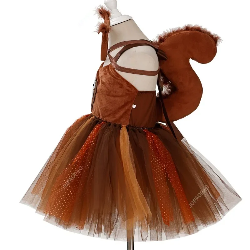 Children\'s Day Costume Children\'s Squirrel Dress Animal Cute Dress Children\'s Day Performance Costume Role Play Tutu Dress 1-12Y