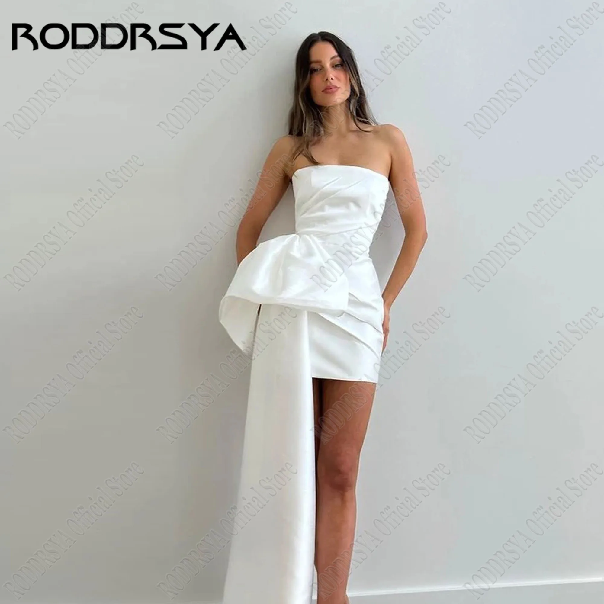 

RODDRSYA Short Wedding Dresses 2024 Sleeveless Strapless Mermaid Bridal Gown Satin Elegant Woman свадебное платье короткое