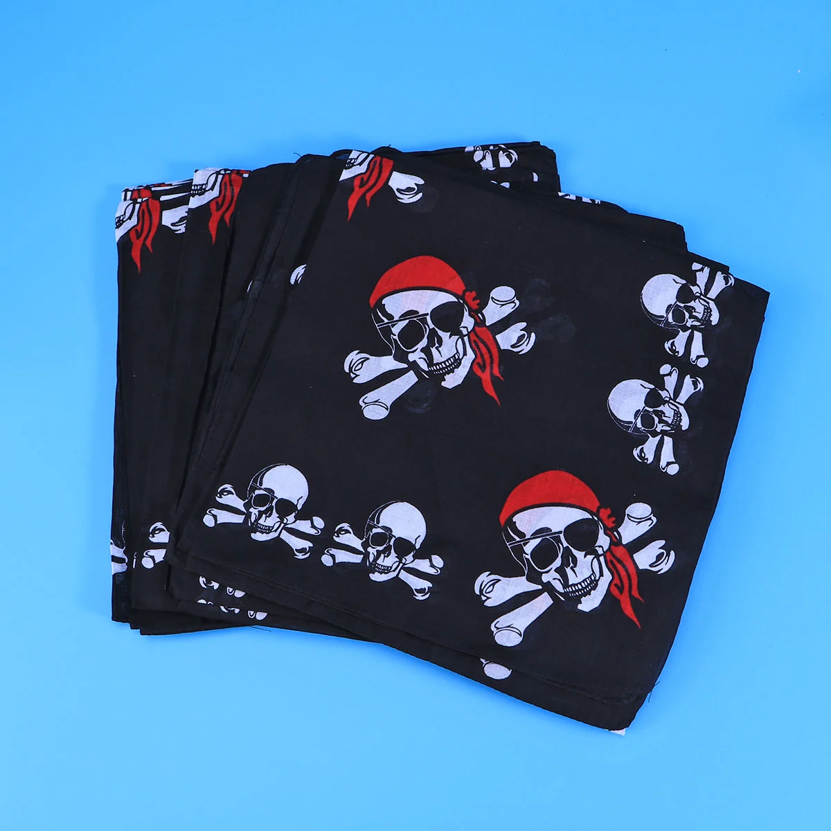 12 Pcs Pirate Head Scarf Red Bandana Adjustable Headband Handkerchief Skull Women's