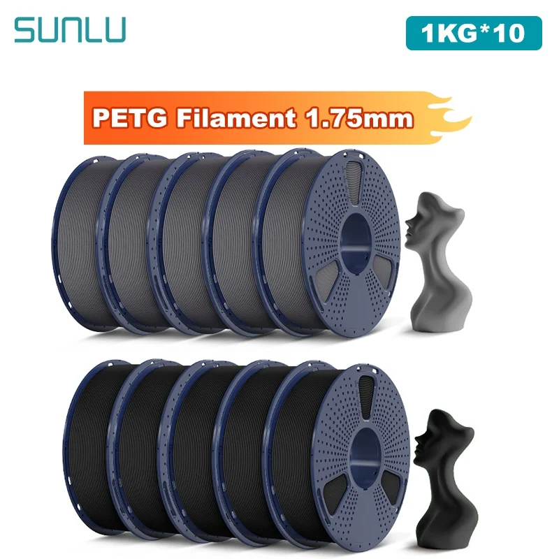 

SUNLU 10KG PETG /Clear 3D Printer Filament 1.75mm 1000g Spool (2.2lbs) Neatly Arranged No Knot Filament Fit Most FDM Printer