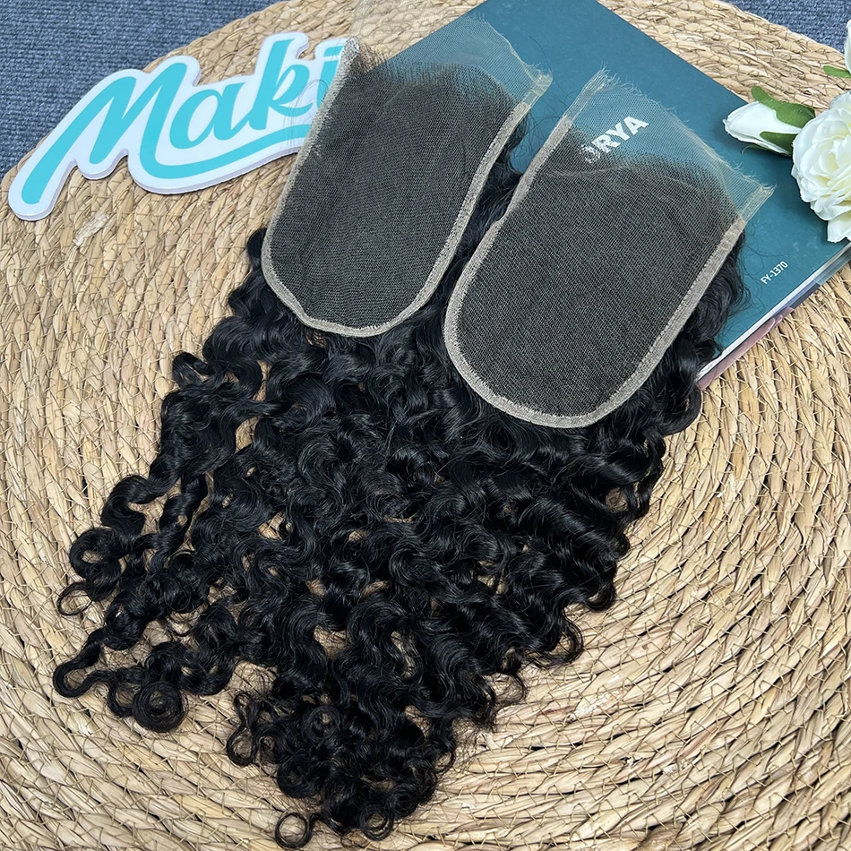 4x6 Real HD Lace Closure Burmese Curly Human Hair Preplucked Bleached Knots Invisible Lace #1B Natural Color Raw Virgin Hair