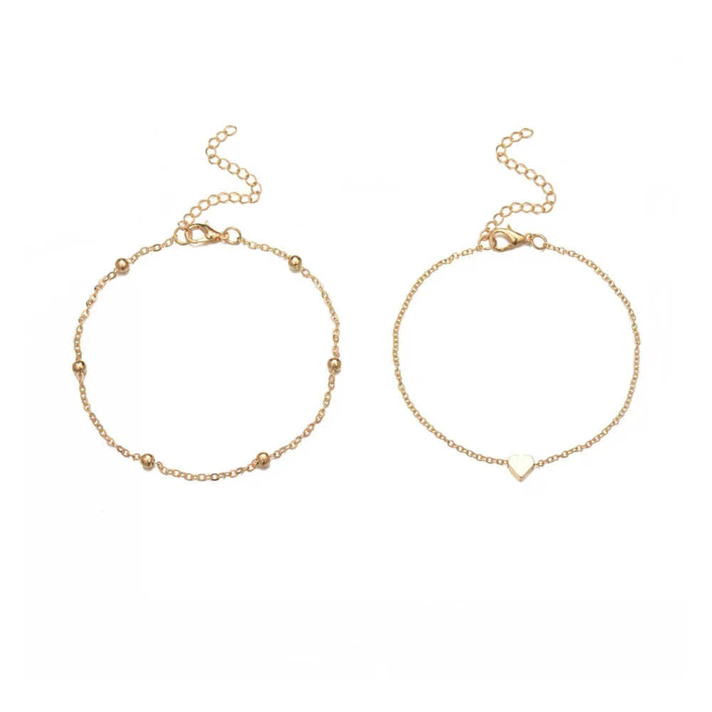 2pcs New Fashion Gold Color Heart Anklet Multilayers Adjustable Anklet for Women Summer Bracelet on Foot Beach Party Leg Chains image 5