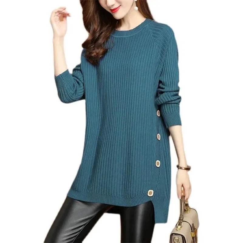 Women\'s Long Sweater Coat Spring Autumn Winter 2025 New Pullover Female Jacket Fashion Tide Knitwear Bottoming Shirt Tops Ladies