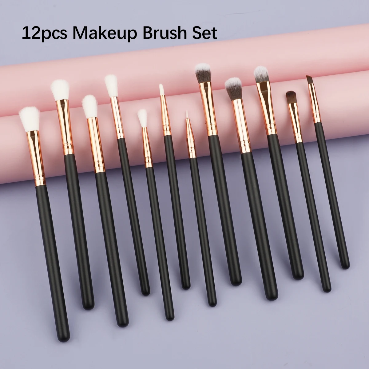 Conjunto de pincéis de maquiagem profissional para olhos, 12 peças, cabo de madeira, sombra, sobrancelha, delineador, mistura de pó, pincel para manchas