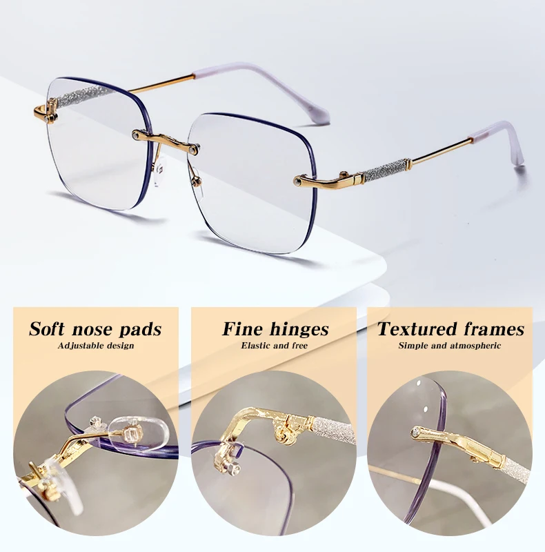 نظارات شمسية كلاسيكية كبيرة الحجم بدون إطار، عدسات فوتوكروميك تحجب الأشعة فوق البنفسجية 400، إكسسوار أنيق للجنسين