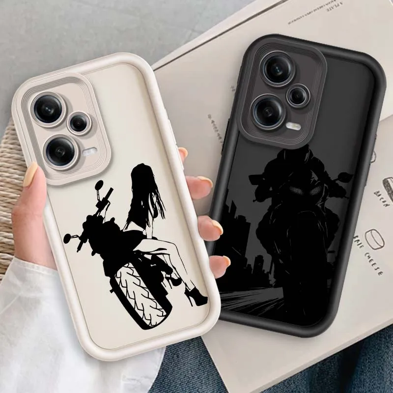 

Motorcycle rider style For Xiaomi Redmi Note 14 13 13R 12 12R 11 11E 11T 11S Pro Plus 5G Eye Ladder Cover Phone Case