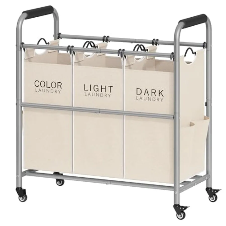 

Laundry Sorter Cart Laundry Hamper Sorter Basket with Heavy Duty Lockable Rolling Wheels for Clothes Storage