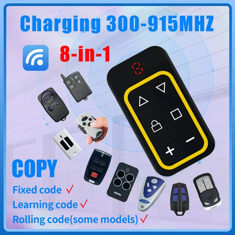 Universal Multi-Frequency Garage Door Remote Control Key Duplicator 8-Channel Clone Garage Door Controller