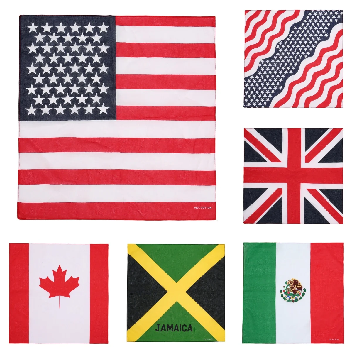 55x55cm Square Scarf Cotton Flag Series USA UK Jamaica Canada Mexico Punk Hip-hop Headwear/Hair Neckerchief Scarf Bandanas