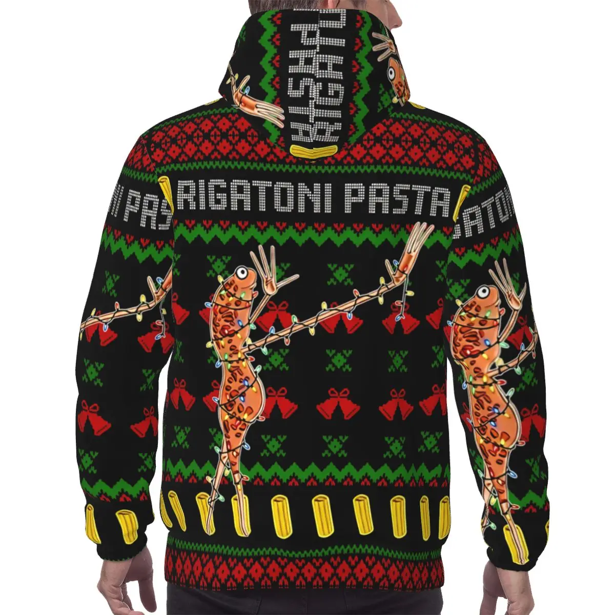 Marcus The Worm Rigatoni Pasta Świąteczne Bluzy Harajuku Męskie Damskie Brzydkie Świąteczne     Bluzy z kapturem oversize świąteczne
