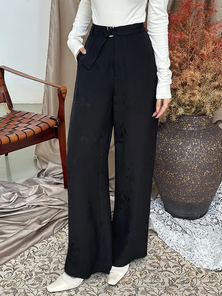 

Women's High Waist Straight Leg Suit Pants Drapey Casual Floor Length Trousers Wide Leg Pants Versatile High Street Sle