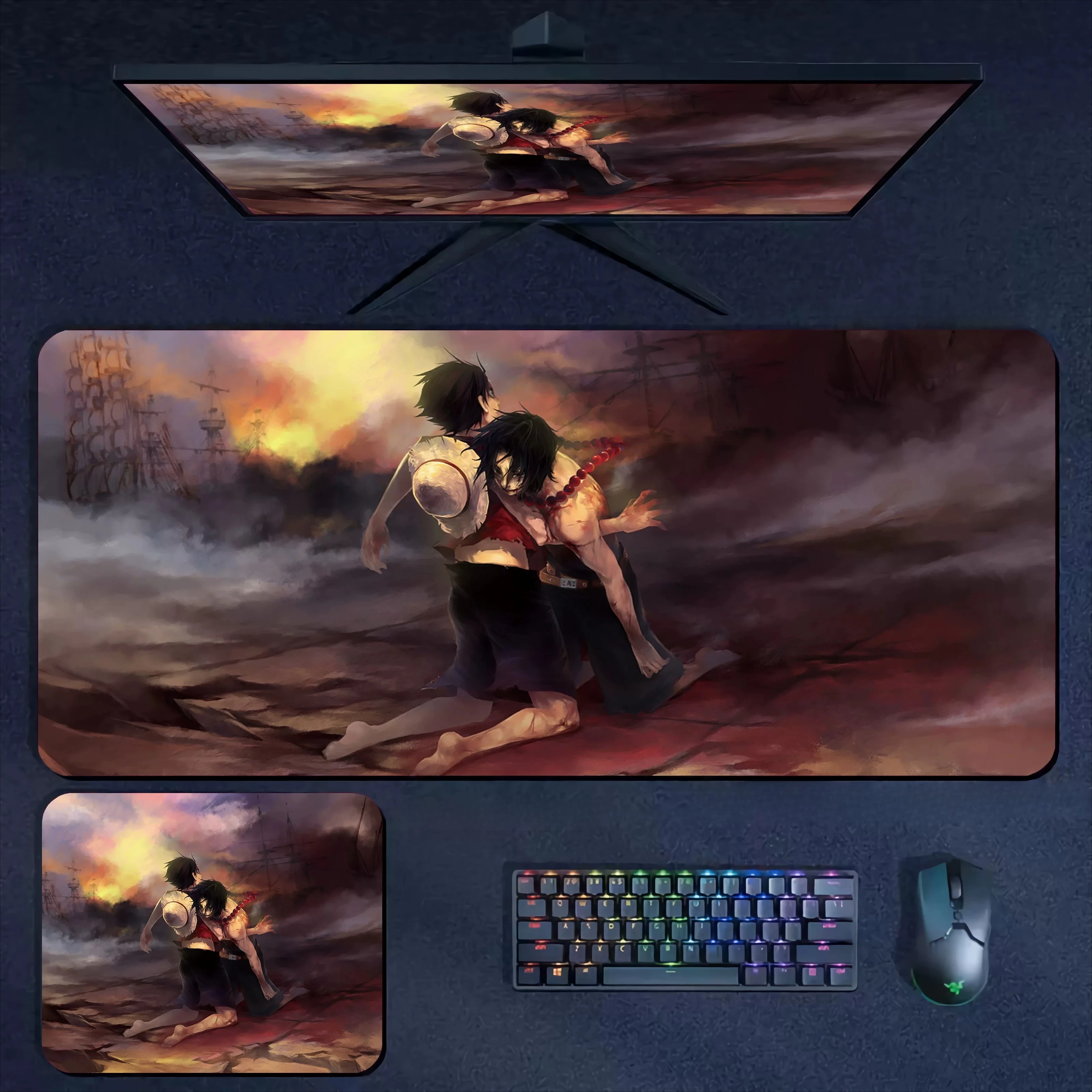 High Definition Anime ONE PIECE Leather Mouse Pad Oversized Anime Laptop Keyboard Desk Pad Luffy Roronoa Zoro Non-slip Mouse Pad