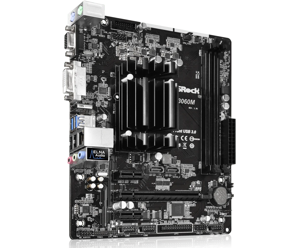 ASRock J3060M Moederbord Intel Dual-Core Processor J3060 2xDDR3 16GB Micro ATX 2 SATA3 PCIe 2.0 x16