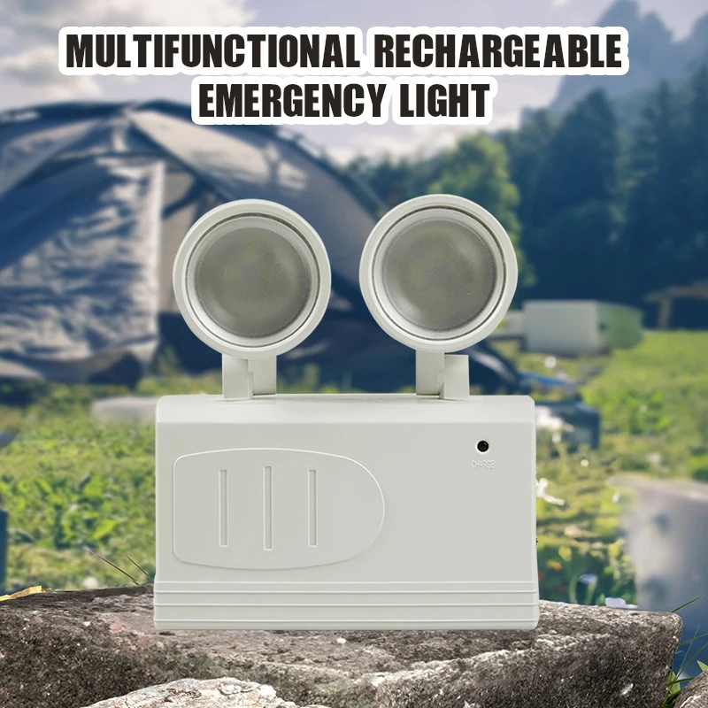 Double Head Emergency Light Wall-mounted Fire Fighting LED Lamp Rechargeable Portable Work Maintenance Lighting for Power Outage