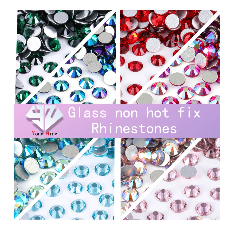 Yongning Multi quanlity ss6-20 color AB Glass Rhinestone Crysta Diamond Non HotFix Flatback Nail Art Decorations DIY Accessories