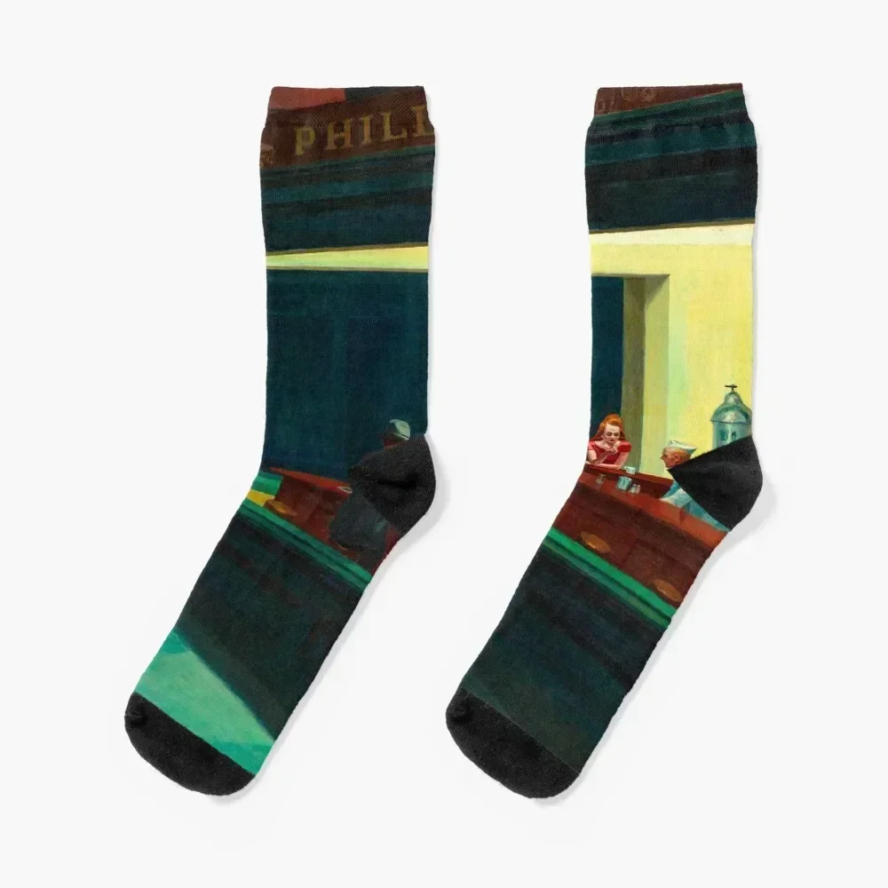 

Edward Hopper Nighthawks Socks new in's gift custom Soccer Designer Man Socks Women's