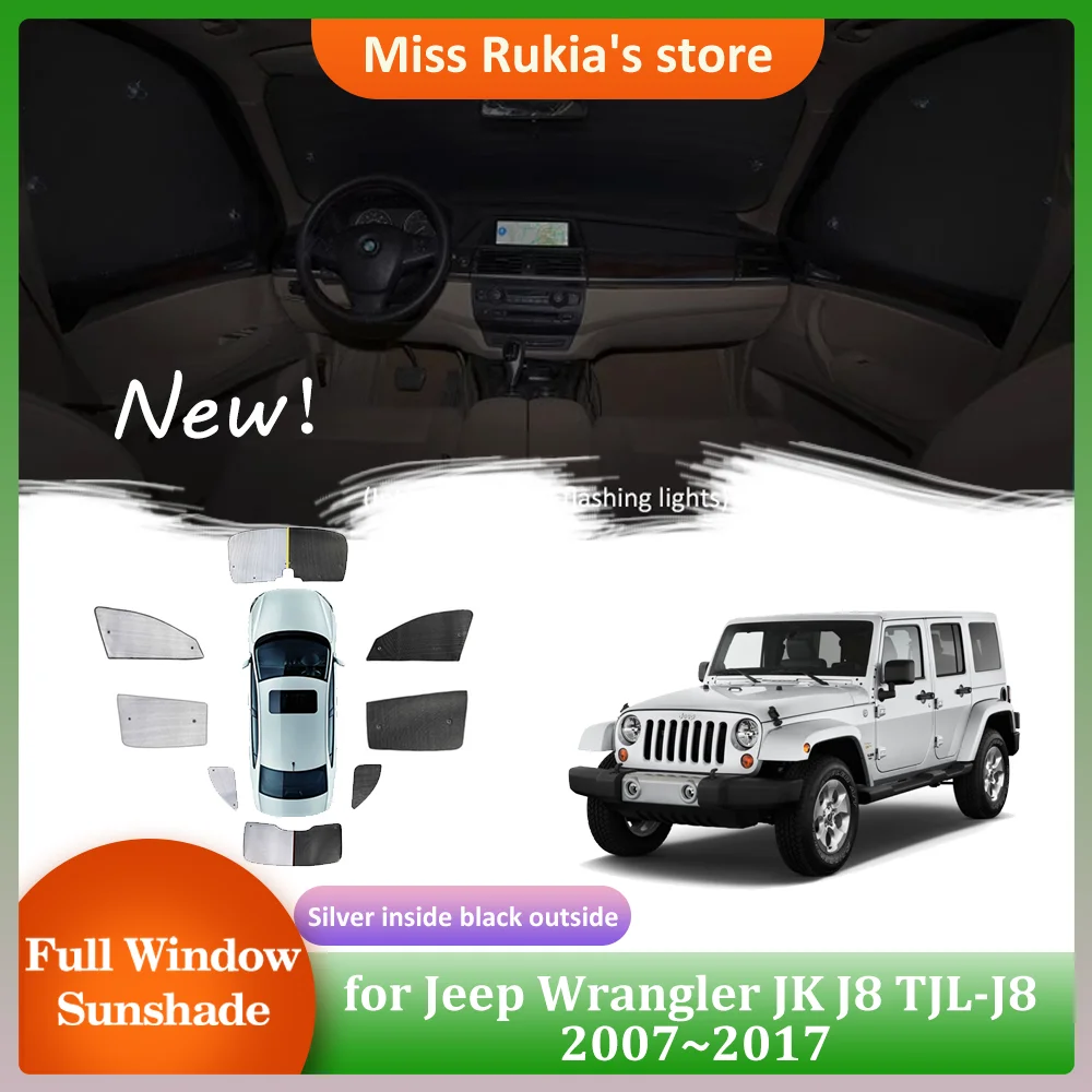 

Car Sunshades for Jeep Wrangler JK J8 TJL-J8 2007~2017 Roof Windows Sun Visor Side Windshield Curtain Sunroof Cover Accessories