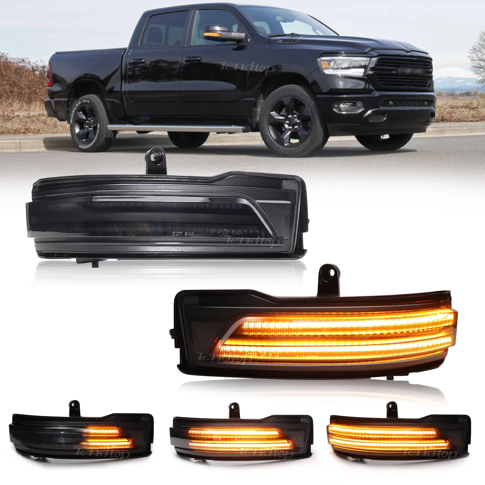 

2pcs Dynamic Amber Turn Signal Blinker Indicator Sequential Lamp LED Side Rearview Mirror for 2019-2024 Dodge Ram 1500