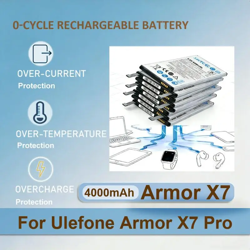 Battery For Ulefone Armor 10 X7 Pro 8 7 12 armor12 X3 X5 9 9E Power 14 X8 Gemini 5 X/X2 3059 S7 Note 24 16 S9 23 Ultra Mix 2 7P