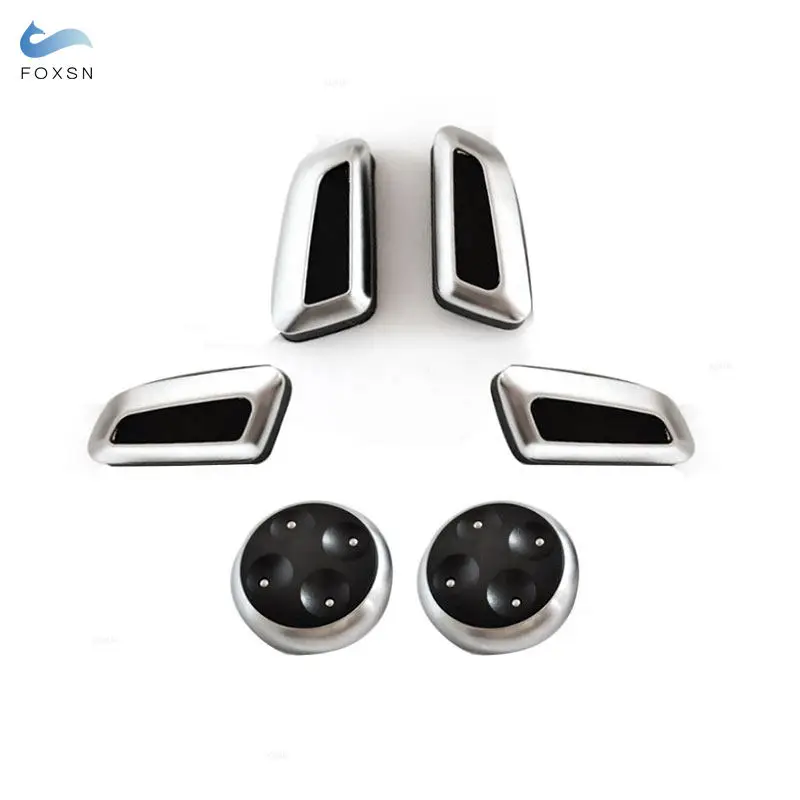 6pcs Car Interior Seat Switch Adjustment Button Trim Cover For Audi A3 A4 A5 A6 A7 Q3 Q5 For VW Tigauan CC ABS Plastic Silver