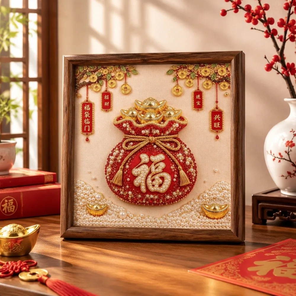 Wealth God & Money Tree Pearl Painting DIY Kit Wealth God Diy Money Tree DIY Craft Kit Creative New Diamond Art Ornament