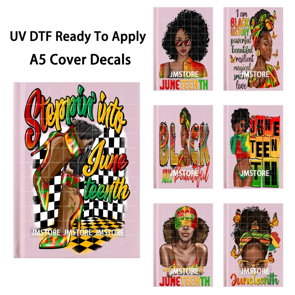 Juneteenth 1865 Black History Month A5 Notebook UV DTF Wraps Ready To Apply Waterproof Transfer Stickers Decal For Journal Cover