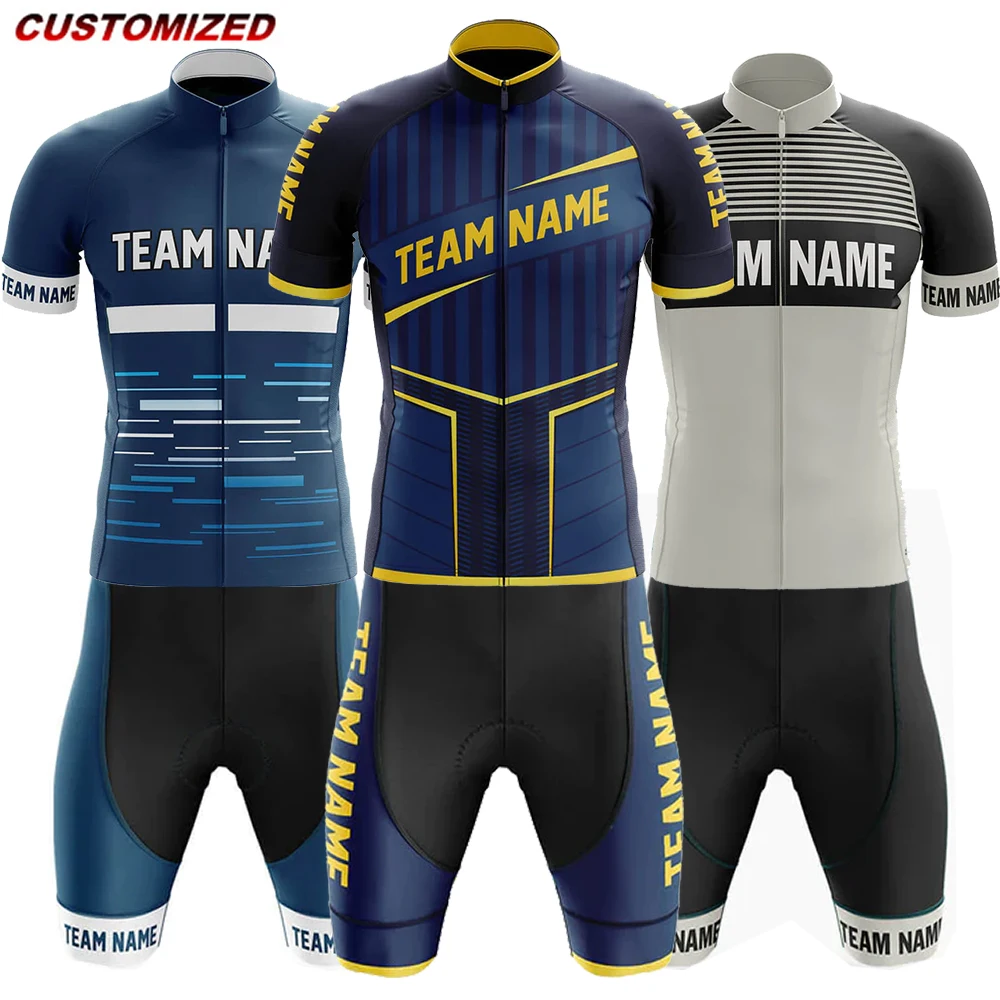 Customized Team Name （3）Men Short Sleeve Cycling Jersey Sets Maillot Ropa Ciclismo Outdoor sports Bicycle Clothing Bike Shirts