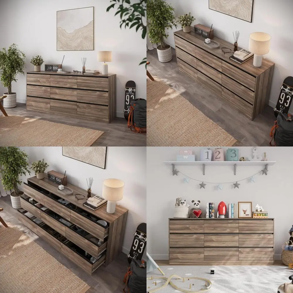

Современный комод из орехового дерева с 9 ящиками и элегантным дизайном для спальни и гостиной