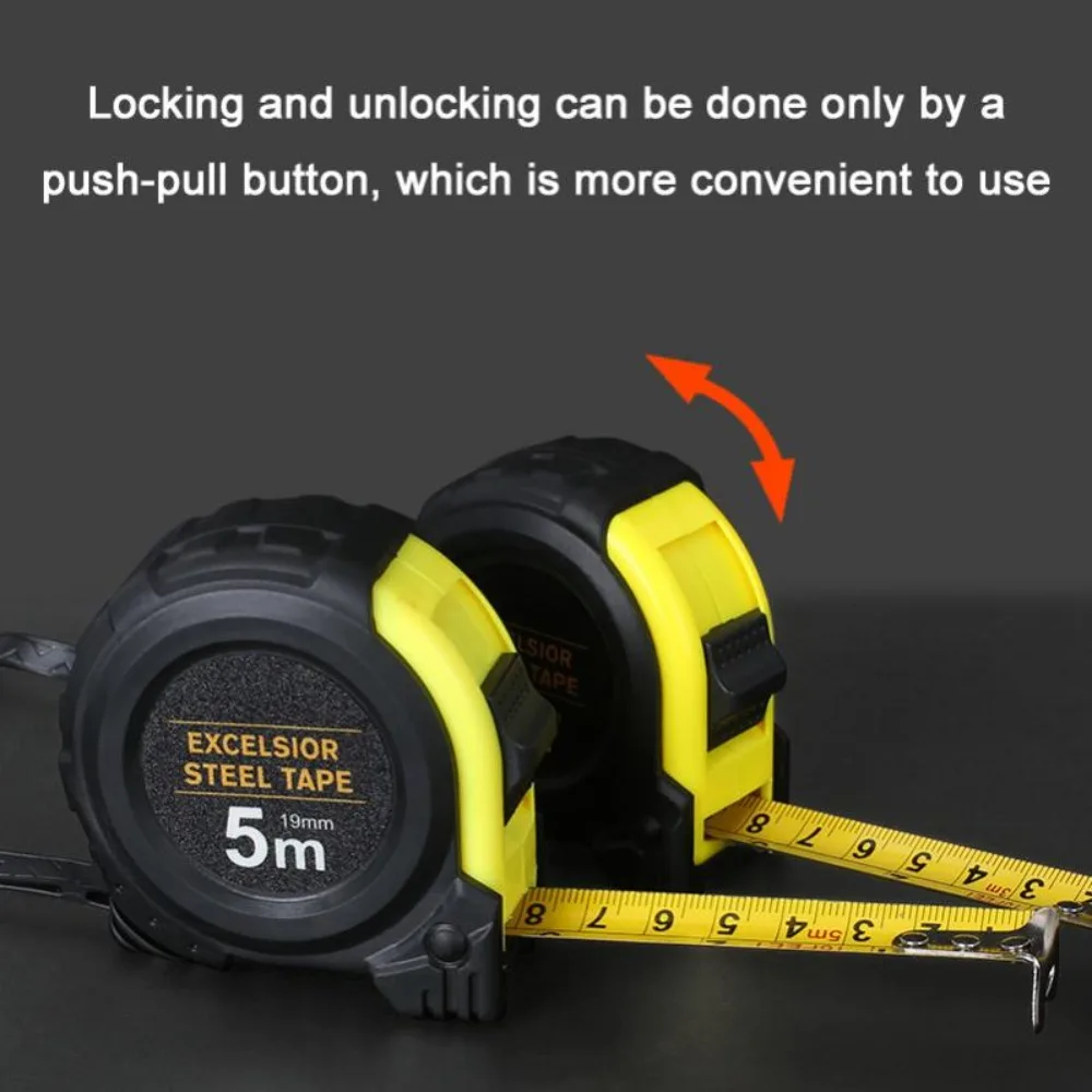 Precise Clear Steel Tape Measure Retractable 3M 5 Meters Thickened Self-locking Rubberized Woodworking Tool Metric Tape Ruler