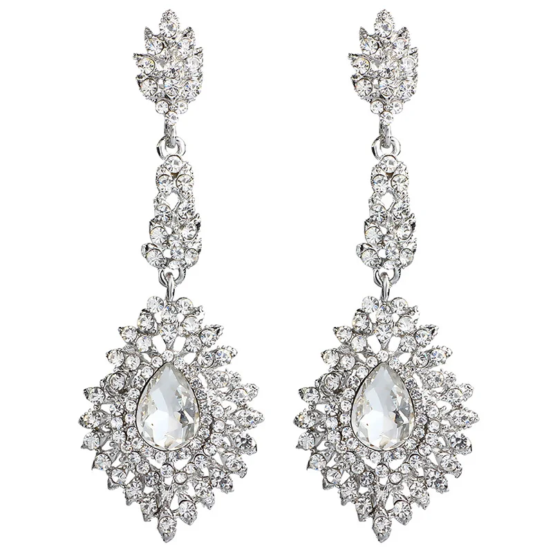 FARLENA Wedding Jewelry Elegant Crystal  Earrings Long women pendant earrings long hanging earrings with stones gifts