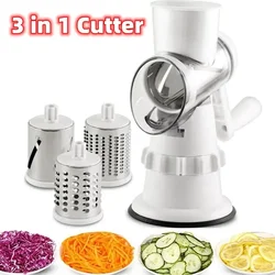 3-in-1 Manual Rotation Vegetable Fruit Slicer Round Cutter Potato Grater Spiralizer Vegetable Chopper Kitchen Cutter Home Tools