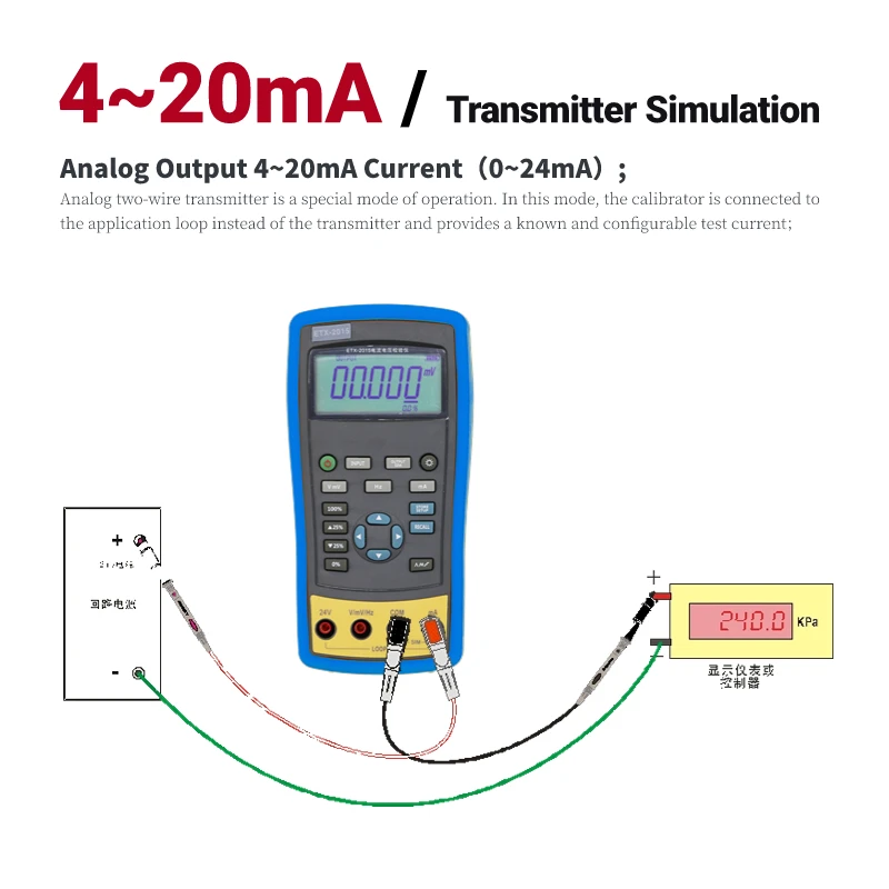 Current and Voltage Calibrator ETX-1815/ETX-2015 signal generator integrates output and measurement of V, mV, mA and Hz signals