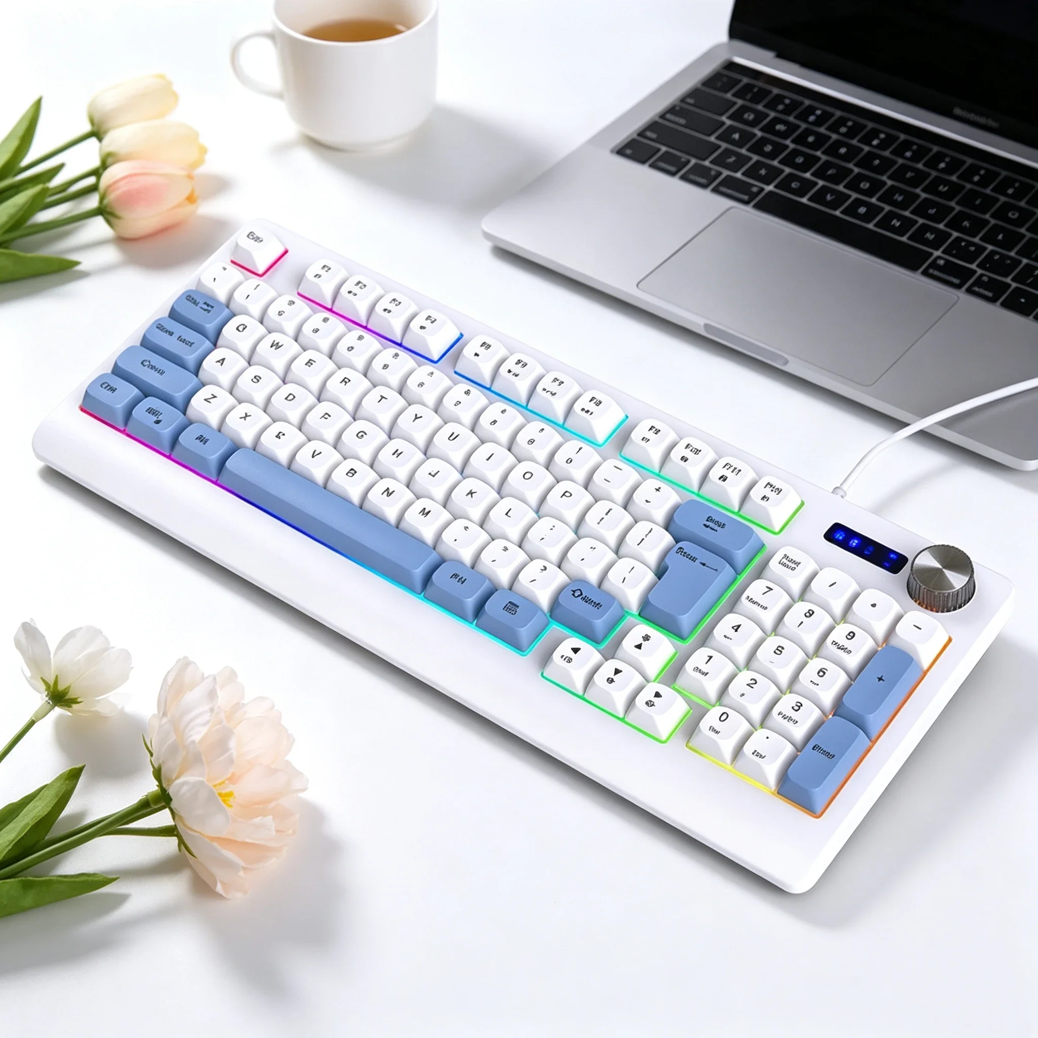 

Luminous Wired Gaming Keyboard 93Key PBT Color Matching Ball Keycap Mechanical Feel Ergonomic E-sports Office Computer Keyboard