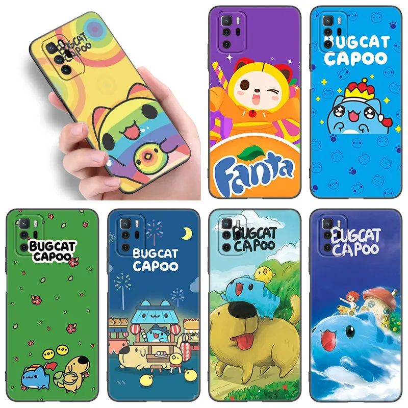 BugCat Capoo Animal Black Silicone Phone Case For Xiaomi Redmi Note 9 10 11 11S 11T 12 13 Pro 5G Plus 9S 10S 12S