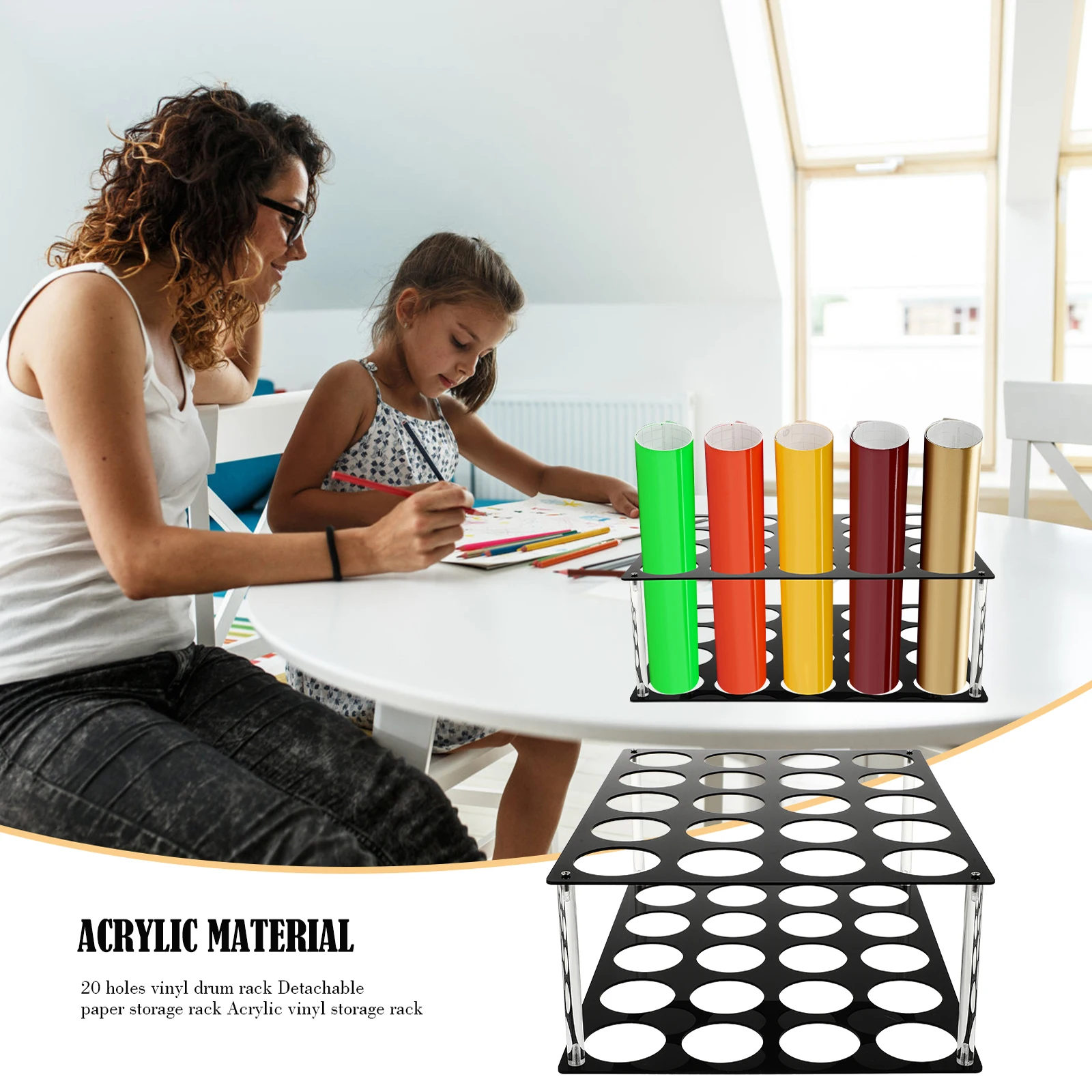 1 مجموعة 1 مجموعة الفينيل تخزين الرف الاكريليك لفة الفينيل حامل سميكة دائم المنظم لفات الورق الصدأ واقية خفيفة الوزن الرف