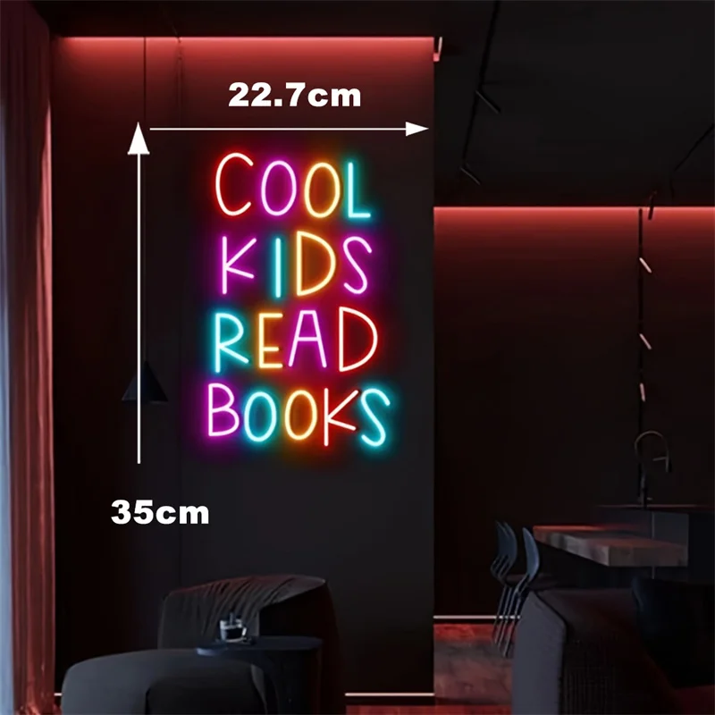 Cool Kids Reading Neon Sign Usb Powered Led Neon Light Wall Art For Bedroom Library Study Decor Kid Bedroom Book Lovers LED Sign