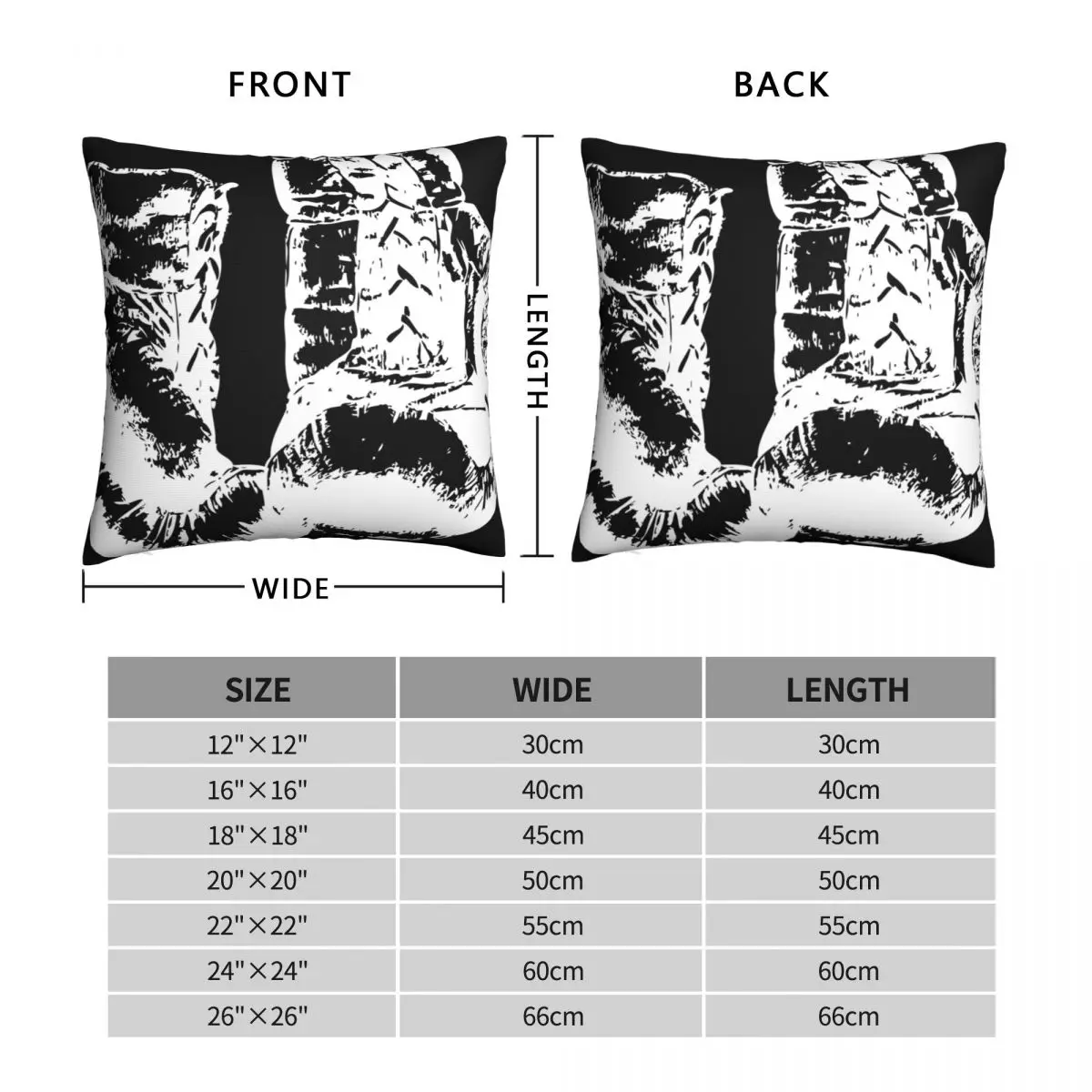 White Retro Boxing Gloves Square Pillowcase Polyester Linen Velvet Creative Zip Decor Pillow Case Home Cushion Cover