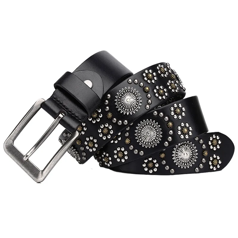 New Style Personalized Trendy Neutral Genuine Leather Belt, Punk Style Hip-Hop Belt