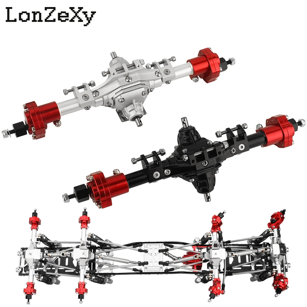 Metal Alloy Middle Steering Portal Axle with Servo Base for SCX10 II 6x6 8x8 1/10 RC Rock Crawler Car RC Upgrade Parts