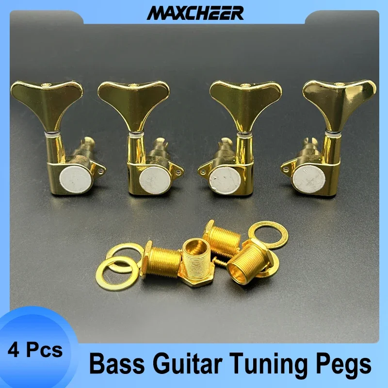 4Pcs Electric Bass Guitar Sealed Tuning Pegs Tuners Machine Heads Tuning Keys/Buttons Guitar Parts Black/Chrome