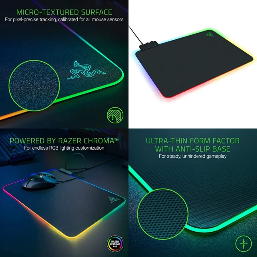 Firefly Hard V2 RGB Gaming Mouse Pad: Customizable Chroma Lighting, Built-in Cable Management, Balanced Control Speed, Non-Slip